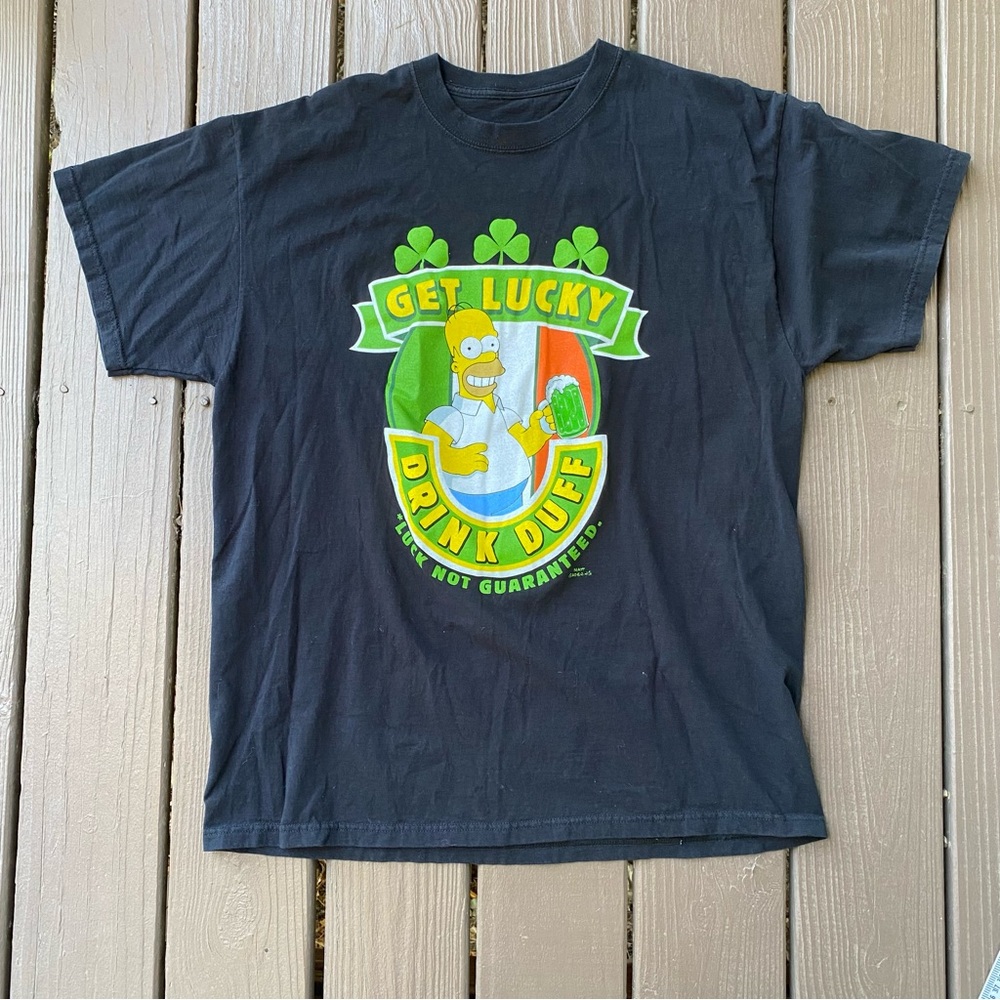 The Simpsons Mens Size XL Black T-shirt Homer Get Lucky Drink Duff